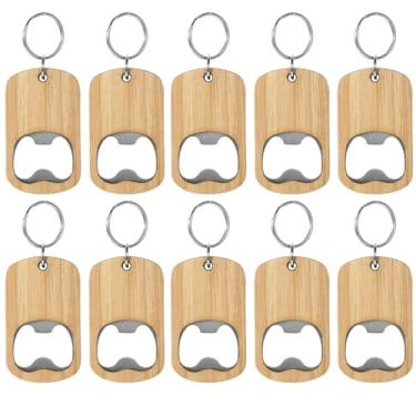 Imagem de HEMOTON Abridor de garrafas de cerveja plano, pacote com 10, abridor de garrafas, chaveiro de madeira, abridor de cerveja, refrigerante, para homens, marido, pai, abridor de garrafas de bebidas