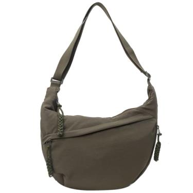 Imagem de GOQUFOY Bolsas transversais de nylon para mulheres, bolsas de ombro, bolsa de viagem, bolsa mensageiro masculina Hobo, Verde escuro