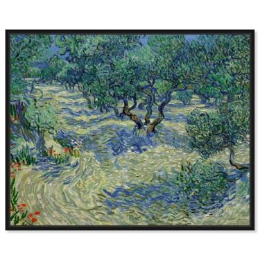Imagem de Art Remedy Vincent Van Gogh-Olive Orchard Classic Fields And Floral Canvas Wall Art, Black Floater Frame, 76.2 cmx61.0 cm