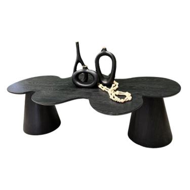 Imagem de Mesa De Centro Cone Orgânica Splash 120x65 Cm Tampo ébano Base ébano Cor Preto
