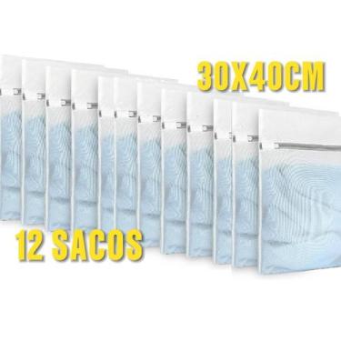 Imagem de Kit 12 Sacos Organizadores Para Maquina de Lavar Delicadas 30x40cm Rou