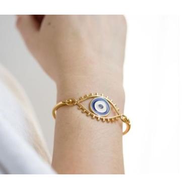 Imagem de Bracelete Feminino olho grego banhado a ouro 18k - Baronesa imports18k