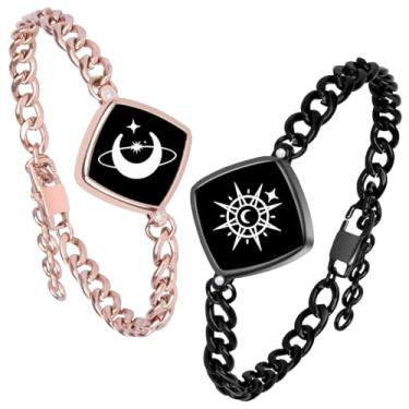 Imagem de Pulseiras de toque de longa distância, pulseiras vibratórias e iluminadas para casais, conjuntos de joias inteligentes para casais, relacionamento de longa distância, namorada, namorado, presentes de