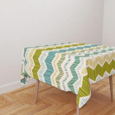 Imagem de Toalha De Mesa Quadrada 4 Lugares Tecido Oxford Chevron Texturizado To