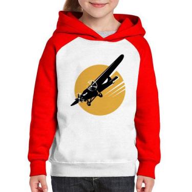 Imagem de Moletom Infantil Avião Bimotor - Foca na Moda, Branco, Vermelho, 10