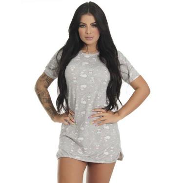 Imagem de Camisola Feminina Suede Manga Curta Estampa Moda Pijama - Live Comfort
