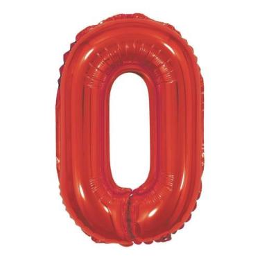 Imagem de Balão Metalizado 40cm Vermelho Número 0 8102 Make+ - LC
