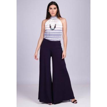 Imagem de Calça Pantalona Malha Azul Marinho - G - Veste do 44 ao 46 - Amazonia 