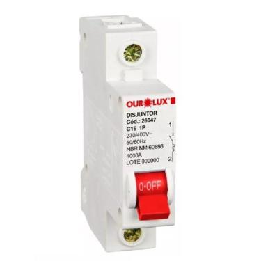 Imagem de Disjuntor DIN Curva C Unipolar 16A Ourolux