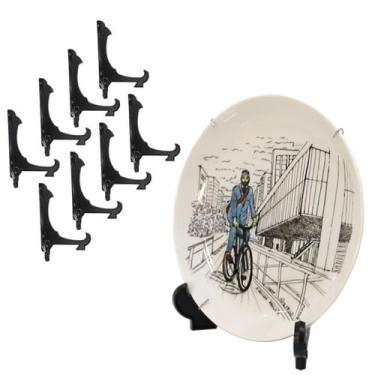 Imagem de Kit 8 Peças Suporte Para Pratos e Azulejos Preto 15cm - AC