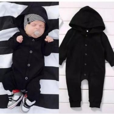 Imagem de Macacão Preto Manga longa bebê - Kadu Modas , M 3-6 meses