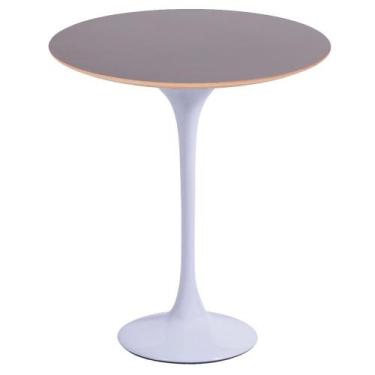 Imagem de Mesa Saarinen Lateral Oval Fórmica Preta 57x38cm - Base Branca - mgsaa