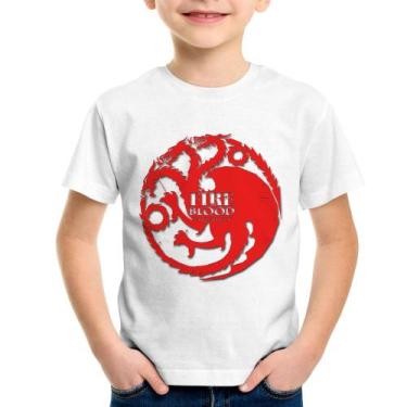 Imagem de Camiseta Infantil Fire and Blood Targaryen - Foca na Moda, Branco, 6