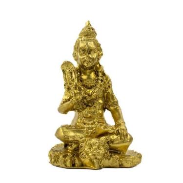 Imagem de Escultura Shiva Meditando Dourado 8 cm em Resina - Lua Mística - 100% 
