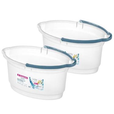 Imagem de Kit 2 Balde Oval 14 Litros Limpeza Rodo Vassoura Lavanderia Plástico -