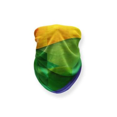 Imagem de Bandana Tubular Verde Amarelo Brasil Para Ciclismo Pedal Moto Pesca Pr