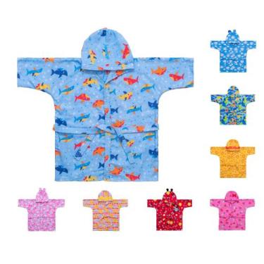 Imagem de Roupão de banho bebe infantil bichinhos estampado c/capuz baby joy iii