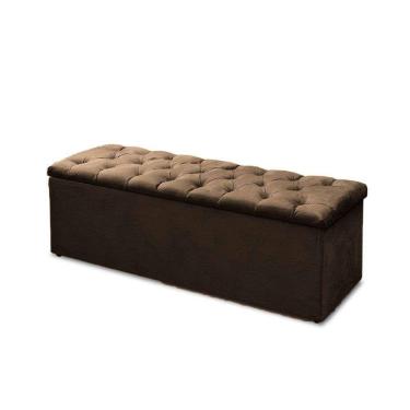 Imagem de Sapateira Baú King Suede Marrom 47x193x51