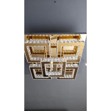 Imagem de Paflon Quadrado 60x60 cm Dourado Led com Cristal K9 - Perin e Bressan