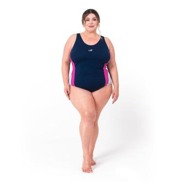 Imagem de Maiô Plus Size Com Detalhe para Natação e Hidroginástica, Hammerhead, Tam 50, Marinho/Pink/Branco
