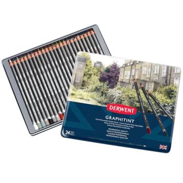 Imagem de Derwent, Lápis de Cor Aquarelável Graphitint 24 Cores Estojo Lata, 700803