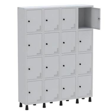 Imagem de Roupeiro De Aço Light 16 Portas Cinza Tranca Para Cadeado - Pandin