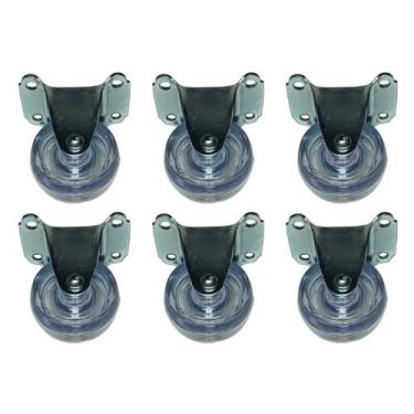 Imagem de Jogo 6 Rodinhas 32mm Incolor San Rodízio Base Fixa 4 Furos - GENERIC