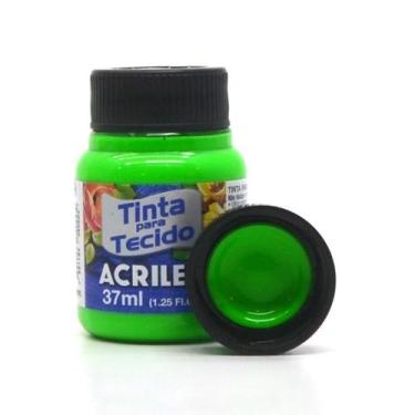 Imagem de Tinta para Tecido Acrilex Fluorescente 37ml, 101 VERDE