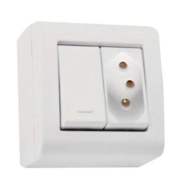Imagem de Conjunto Caixa 1 Interruptor Simples250v/ 10a + 1 Tomada 2p + T250v/ 20a - Tramontina