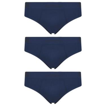 Imagem de Kit 3 Cueca Selene Masculina Slip Microfibra sem costura, Azul, G