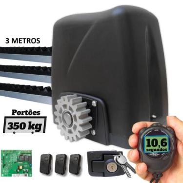 Imagem de Kit 1 Motor Rossi Dz Atto Turbo 3m Crem 3 Control P/ Portão Deslizante