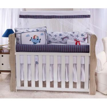 Imagem de Kit enxoval para berço aviãozinho marinho menino - MEDINA CONFECÇÕES
