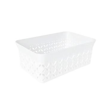 Imagem de Caixa Organizadora Cesto Decorativo Multiuso Pequeno Branco CXOR01PB K