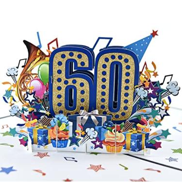 Imagem de Teabug Cards Happy Birthday Pop Up Cartão 3D com Números (Azul 60)