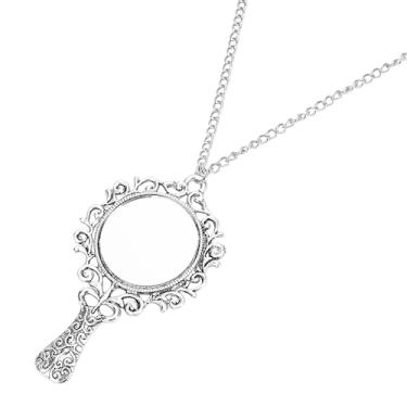 Imagem de BuleVina Colar de espelho vintage antigo para mulheres - Hexenspiegel colar espelhado, proteção de colar, corrente longa, joia presente, novo berloque, moda (prata), Normal, Metal, Sem Pedra Preciosa