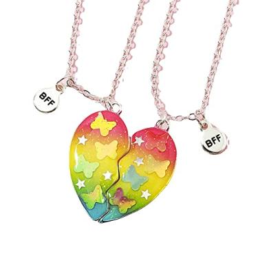 Imagem de Saalort Colar Best Friends para 2 colares magnéticos de coração dividido, presente de amizade, pingente combinando, Zinco, Ametista