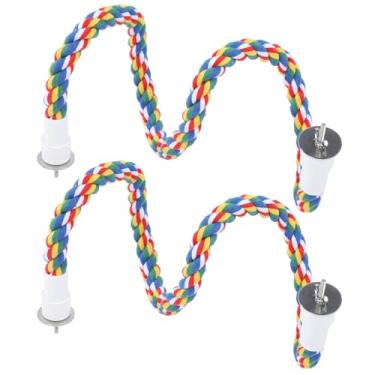 Imagem de Poleiros de Corda para Pássaros Coloridos, Brinquedo de Mastigar, Papagaio, Suporte Espiral para Gaiola de Animais de Estimação (80CM)