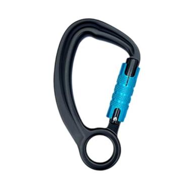 Imagem de Dynwave Mosquetão de travamento automático 30kn mosquetão de travamento automático resistente para escalada ao ar livre caminhadas montanhismo do cão, Preto