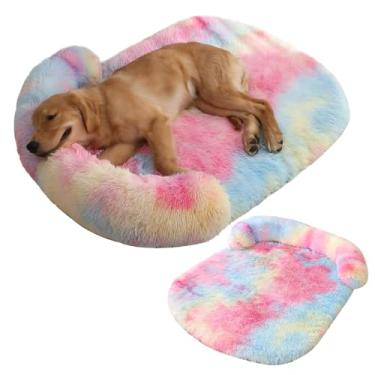 Imagem de Cama de cachorro para cães de médio e grande porte, cama de cachorro fofa de pele sintética, móveis de caixa de cachorro, cama de cachorro lavável à prova d'água, cama de espuma(Iridescent,M)
