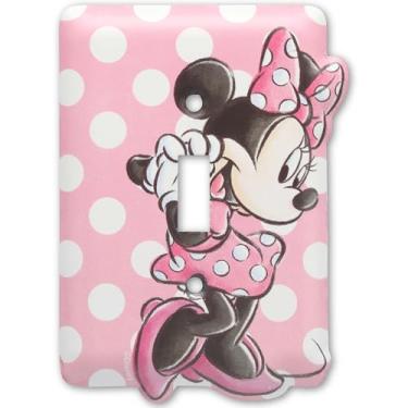 Imagem de Disney Minnie Mouse – Placa de interruptor de luz de metal com bolinhas – Decoração Minnie para quarto infantil ou sala de jogos