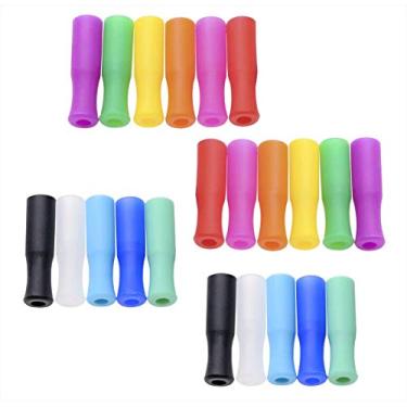 Imagem de Mini Skater 22 peças de pontas de canudos de silicone de grau alimentício multicoloridos, capas anti-queimadura/frio para canudos de aço inoxidável de 1/4 polegada de largura (6 mm OD), 11 cores