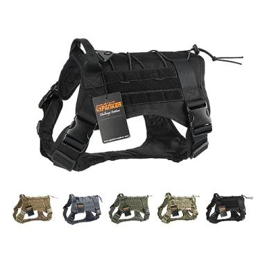 Imagem de EXCELLENT ELITE SPANKER Peitoral tático para cães de serviço militar, sem puxão, colete ajustável para treinamento de patrulha com alça para cães pequenos, médios e grandes (preto-M)