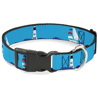 Imagem de Buckle-Down PC-W30299-WS Coleira com clipe de plástico, barcos, 3,8 cm de largura, serve para pescoços de 33 a 45,7 cm - pequeno