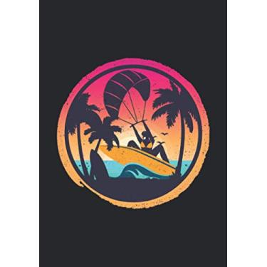 Imagem de Notizbuch A5 kariert mit Softcover Design: Kiteboarding Kite Kitesurf unter Palmen am Strand und Meer: 120 karierte DIN A5 Seiten