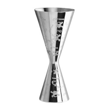 Imagem de Skull Jigger profissional de fundição integrada para barman, coqueteleira japonesa premium de aço inoxidável 304 premium e resistente, 56,7 g 28,3 g com dimensões internas de medição de bartending
