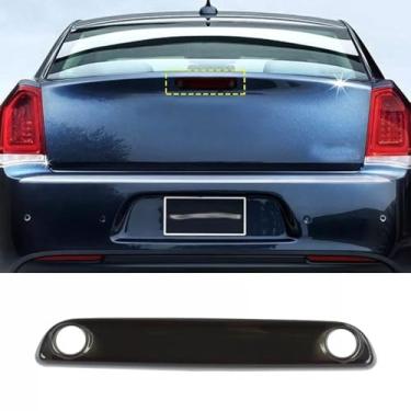 Imagem de HAGEZA Tampa da lâmpada de freio traseira traseira de alto nível ABS enegrecido com acabamento decorativo para Chrysle-r 300 300C 2018 2019 2020 2021 2022 acessórios de reposição de carro