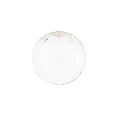 Imagem de Conjunto de louça de luxo branco puro em relevo com borda dourada - Coleção requintada de jantar em casa (prato fundo 20,5 x 20,5 x 3,5 cm)