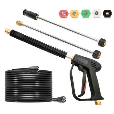 Imagem de Kit de mangueira e pistola de lavadora de pressão, pistola de lavadora elétrica 4000PSI com mangueira de arruela elétrica de 7,8 m e 2 varões de extensão para lavadoras de pressão a gás e elétricas,