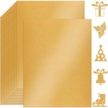 Imagem de Twavang 25 folhas de papel cartolina brilhante ouro amarelo 21 x 28 cm, papel perolado dupla face 250 gsm/42 kg para álbuns, convites, impressão e cartões DIY