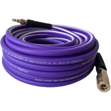 Imagem de Mangueira de ar 1/10.2 cm x 15.2 m, resistente, leve, resistente a dobras, mangueira de compressor de ar híbrida com conexões macho de latão sólido de 1/10.2 cm, restritores de curva, 400 PSI (50 pés,